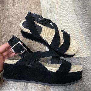 Rag & Bone Megan Black Suede Wedge Sandals